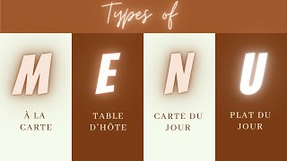 Types of Menu and origin