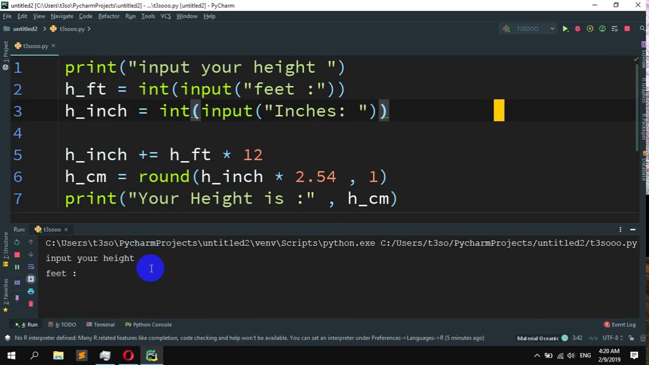 How to convert height in feet and inches to centimeters in python