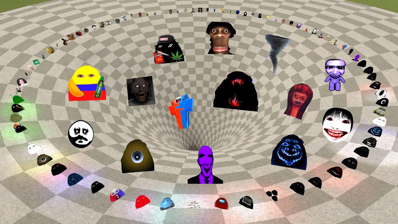 Angry Munci Nextbots, Nextbots Family FALL into a FUNNEL Chasing me in Garry's Mod