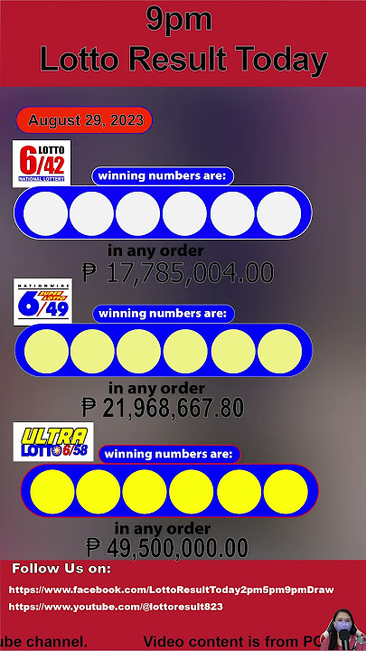 Lotto Result Today, 9 pm Draw| August 29, 2023, | PCSO Game