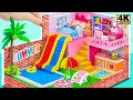 Build 2-Floor Pink Summer Villa has Water Slide to Swimming Pool ❤️ DIY Miniature Cardboard House
