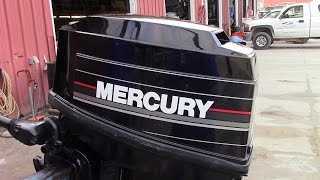 6M6G49 Used 1993 Mercury 20MLH 20HP 2-Stroke Tiller Outboard Boat Motor 20" Shaft