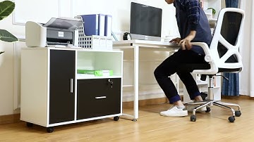 HOMCOM Rolling Office File Cabinet with Drawer for Legal Letter Sized Hanging Files Printer Stand