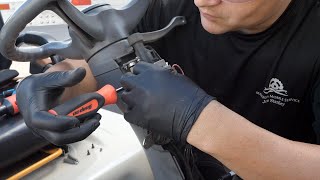 Changing out a steer column lock on a forklift