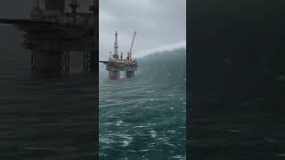 Pilot POV: Giant Wave OVERWHELMS Oil Rig 🌊 #shorts #extreme