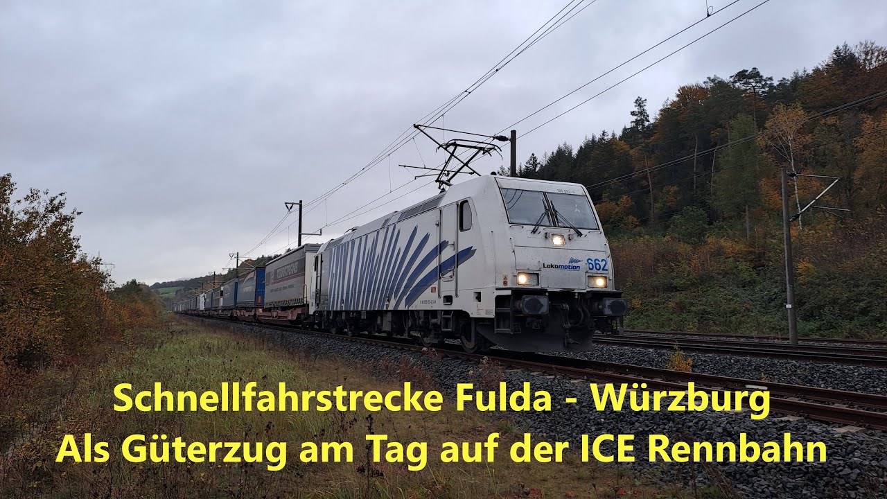 Schnellfahrstrecke Fulda - Würzburg, als Güterzug am Tag auf der ICE Rennbahn