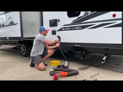 RV campground setup procedures for water, sewer and electric hookups
