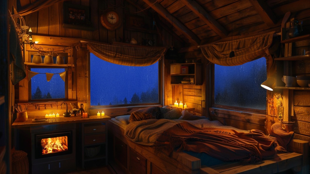 Peaceful Rain on Cabin Roof ☔🏡 | 8 Hours Deep Sleep Ambience