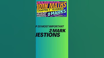 10th Std Chapter 3 Important 2 mark questions for Public Exam | Half yearly Exam | #class10 #maths