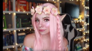 Flower Elf Makeup Tutorial with Peach Pink Long Straight Synthetic Lace Front Wig