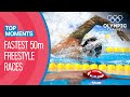 Top 10 Fastest Ever Men's 50m Freestyle at the Olympics | Top Moments