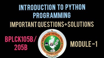 Introduction to python programming vtu important questions with answers|BPLCK105B/205B|#vtu 