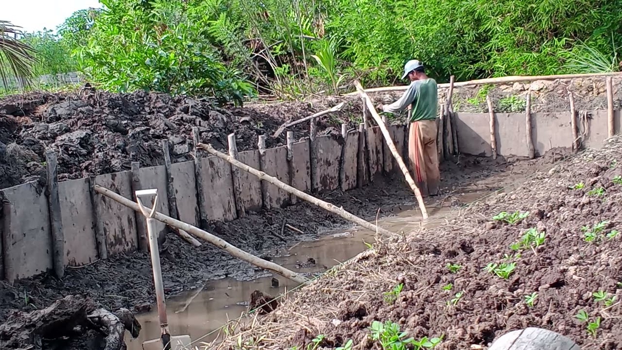 PAK EKO MEMPERBAIKI DINDING KOLAM