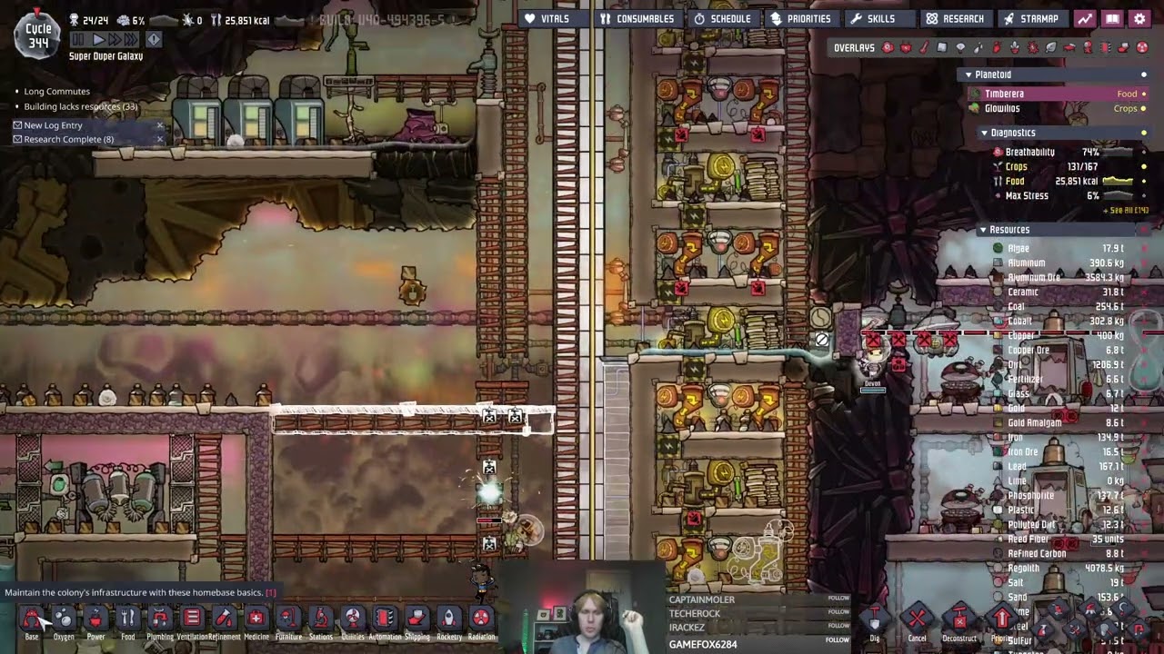 ONI: Spaced Out! Aridio Colony Day 14: Transit Tubes & Geyser Maths