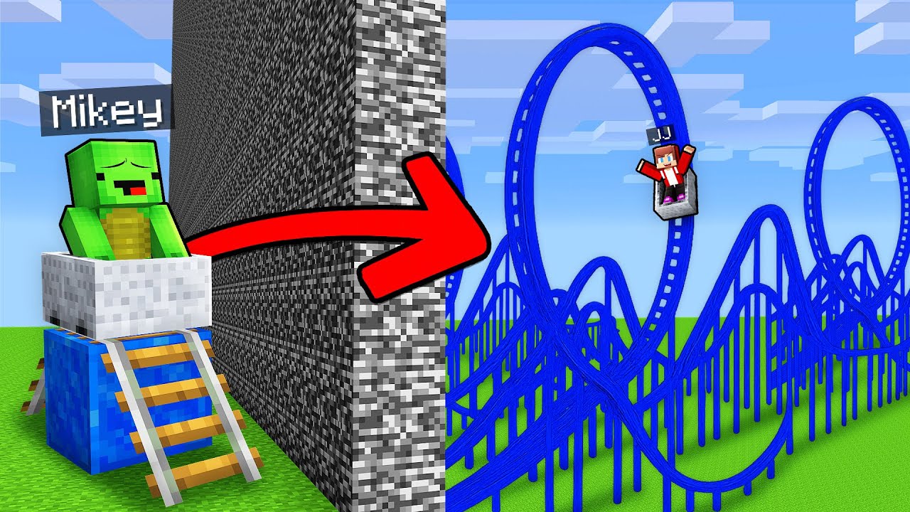 Mikey and JJ Built a Roller Coaster in Build Battle in Minecraft (Maizen)