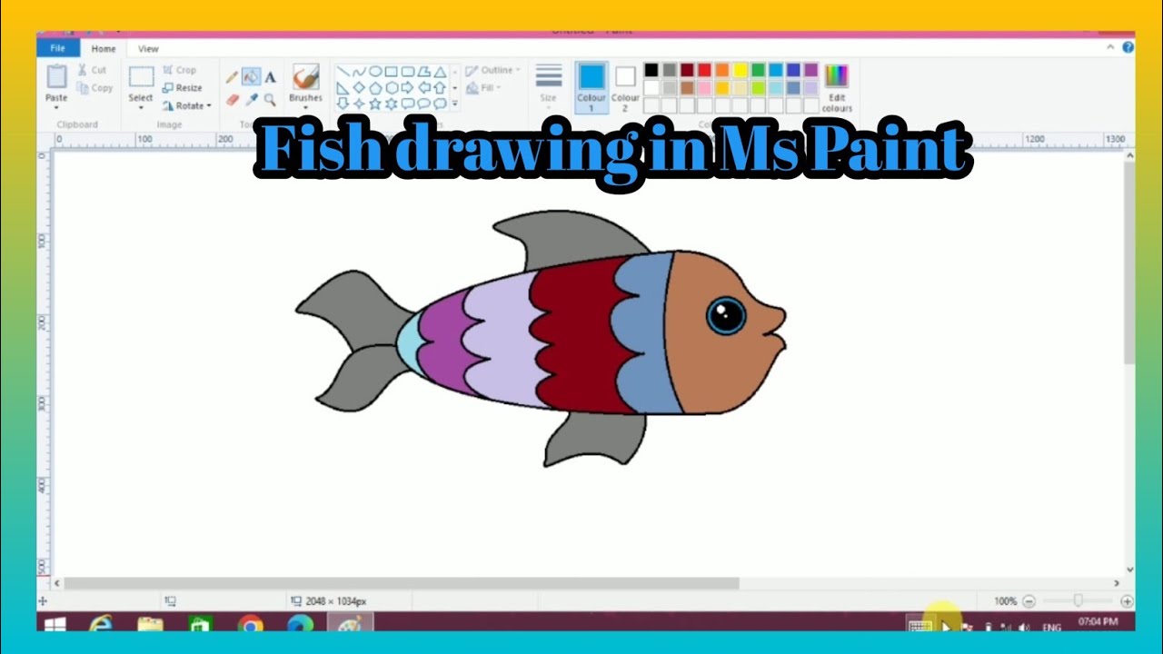 Fish Drawing In Computer Draw a fish in MS Paint brush|World Famous drawing Artist by Kishor ...
