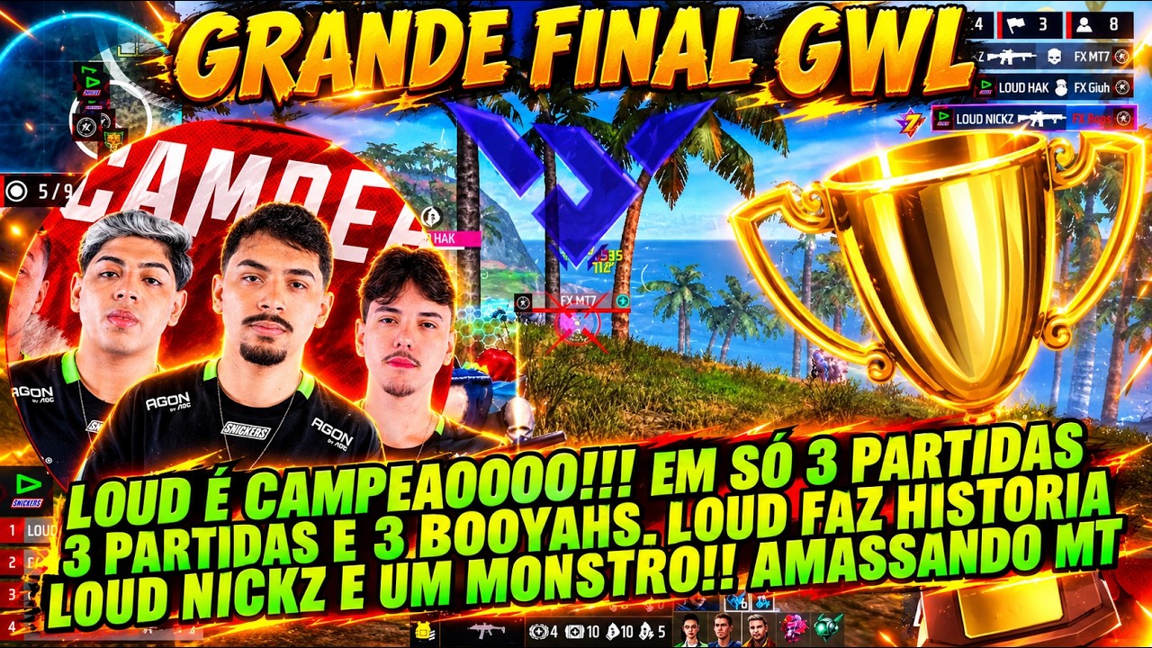 SURREAL! LOUD É CAMPEÃOOOO COM 3 QUEDAS!!, 3 BOOYAHS SEGUIDOS E LEVA O ...