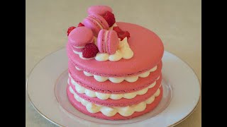 Raspberry Macaron Cake Recipe  Macaron Cake
