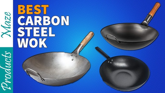 Helen's Asian Kitchen 14-Inch Carbon Steel Flat Bottom Wok (97004)