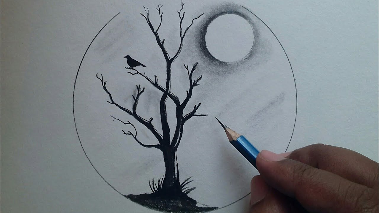 Art of sketch  Pencil scenery of moonlight  Facebook