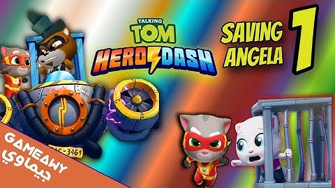 Talking Tom Hero Dash "Saving Angela" Part 1| Tom Hero Dash Walkthrough | Gameawy