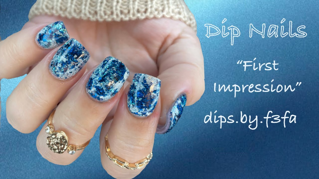 Dip Nails l Blue Foil Dip l ft dips.by.f3fa YouTube