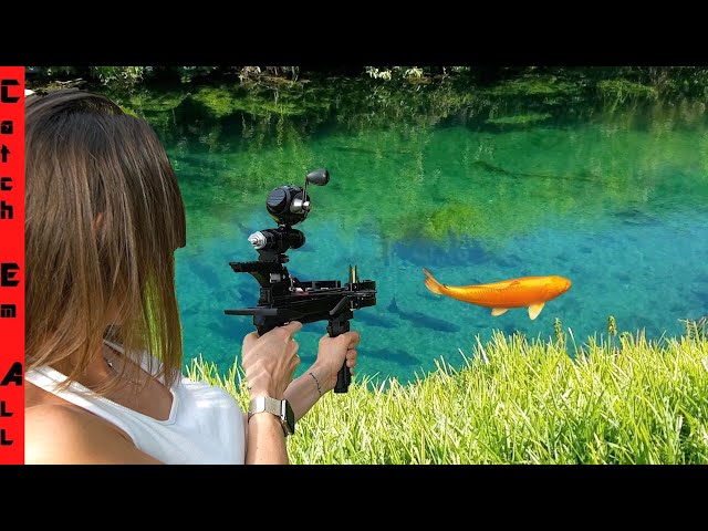 Mini CROSSBOW FISHING: SLOW MOTION SHOTS! New Spiderman Wrist reel! 