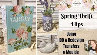 Spring Thrift Flips using IOD & Redesign Moulds & Transfers | French Country Decor | Jar Upcycle