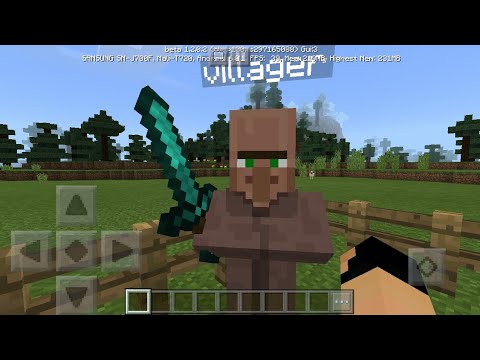 MCPE 1.2 How To Make Villagers Hold Weapons And Item | Command Block Creation
