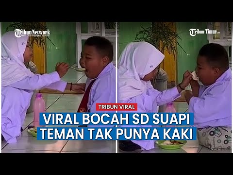 Video Viral Bocah SD Menyuapi Temannya yang Tak Punya Kaki