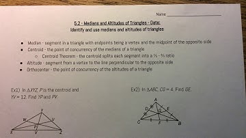 Geometry - 5.2 Medians and Altitudes of Triangles