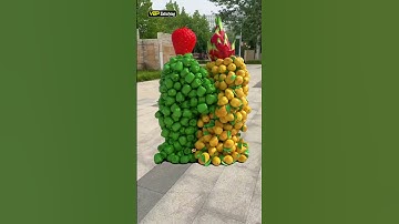 Vegetable and fruit characters🍐🫑 walking bumps... 3D special effects #shorts