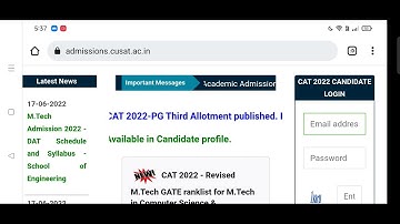 cusat pg  2022 third allotment published check profile