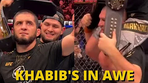 Khabib's LIVE reaction to Islam Makhachev becoming DOUBLE CHAMP at UFC 322