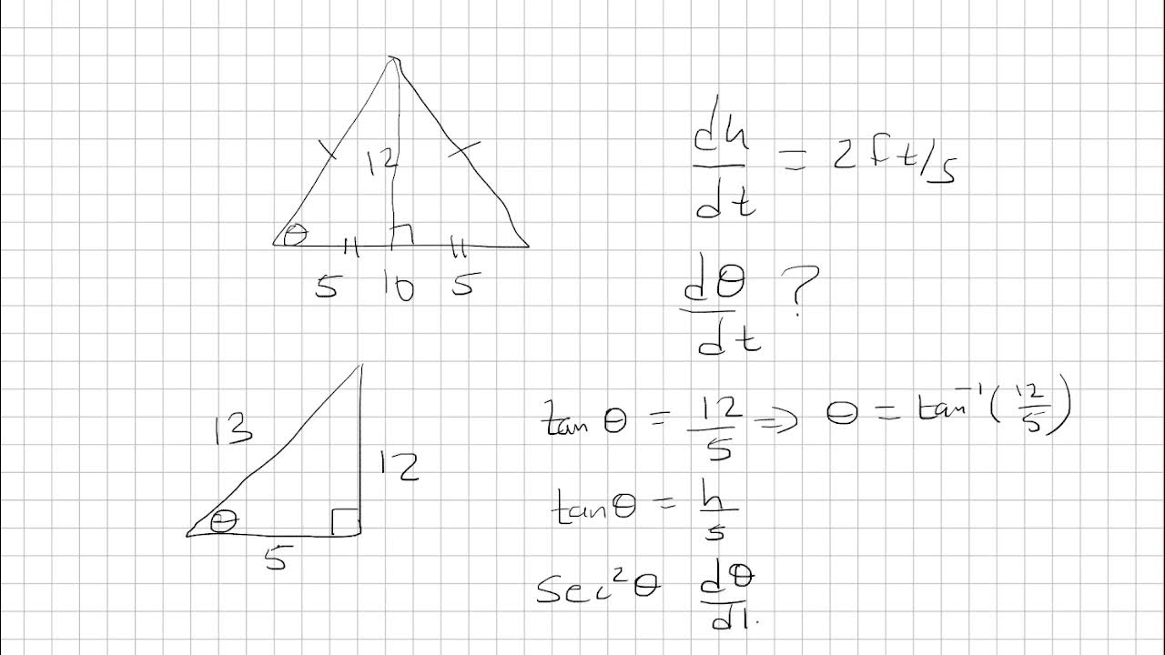 Related Rates Base of an isosceles triangle is 10ft, and the height