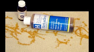 How to use a reducing bleach, such as Red 1 or Red Relief, to neutralize a Betadine or iodine stain.