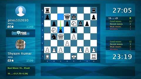 Chess Game Analysis: Shyaam Kumar - pires102030, 1-0 (By ChessFriends.com)