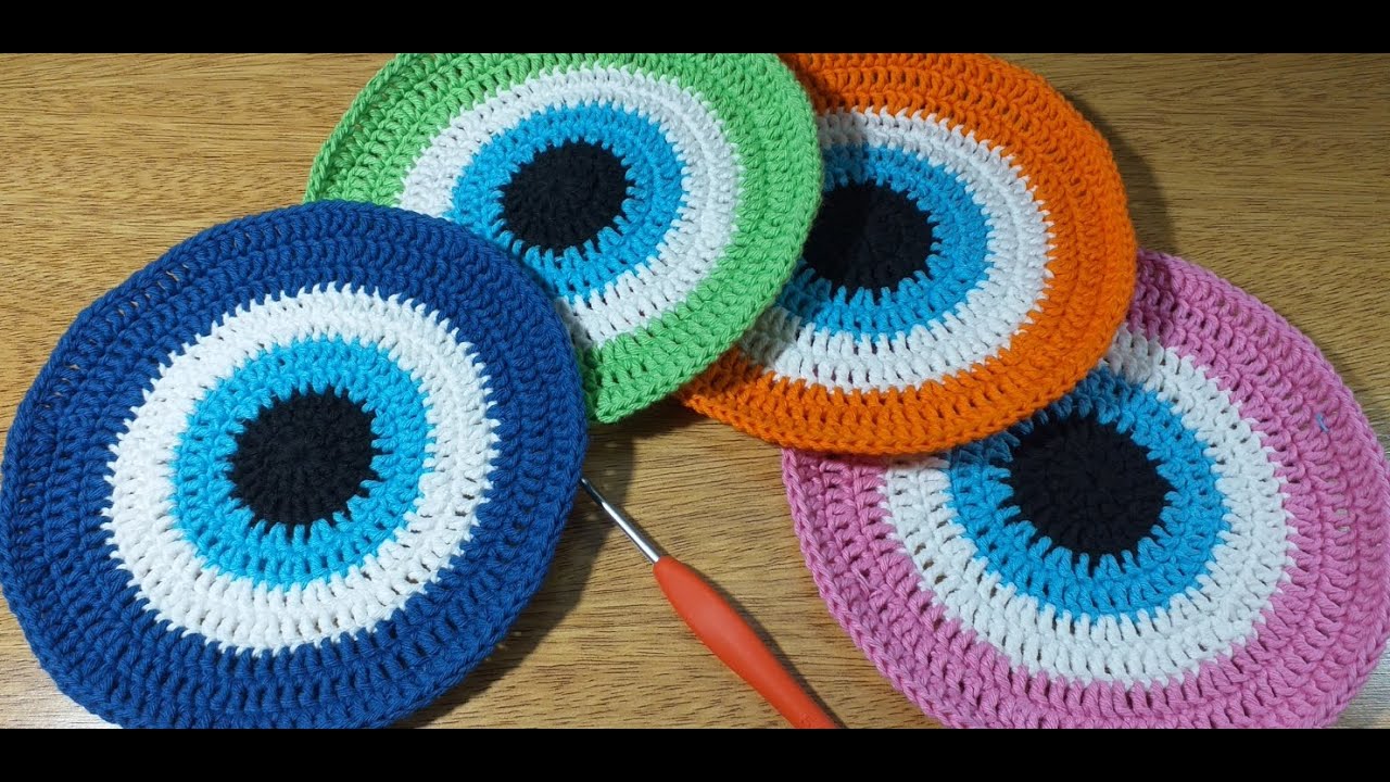 OJO TURCO POSA PLATO, TAZA O VASO TEJIDO A CROCHET