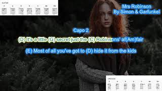 Mrs Robinson (capo 2) by Simon & Garfunkel play along with scrolling guitar chords and lyrics