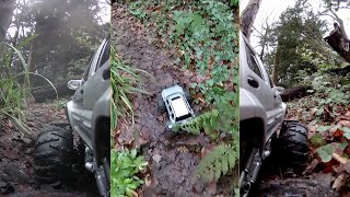 Rc Jeep Cherokee in the woods 200102 Three cameras. LONG VIDEO