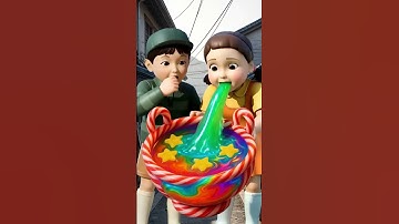 Squid Game eating colorful stars edible slime ASMR #asmrRainbow #squidgame #squidgame2 #ai