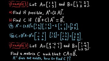 Matrix inverse & transpose examples