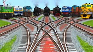 9 REALISTIC FAKE TRAINS RUN AT BUMPY🗨 CROSS OVER RAILROAD TRACKS -indian train simulator 2025-26 screenshot 4