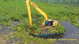 អេស្កាវ៉ាទ័រដៃវែងបណ្តែតទឹក Floating​​ Komatsu PC200 ​Long Reach Excavator Dredging Lake