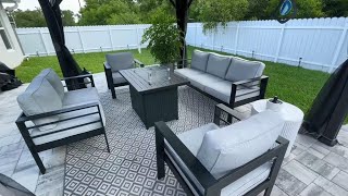 LayinSun 5 - Piece Outdoor Aluminum Furniture Set with 44 Propane Gas Fire Pit Table