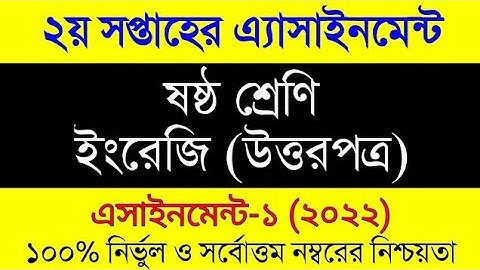 Class 6 English Assignment Answer 2nd week 2022.Class six English Assignment 2nd week 2022