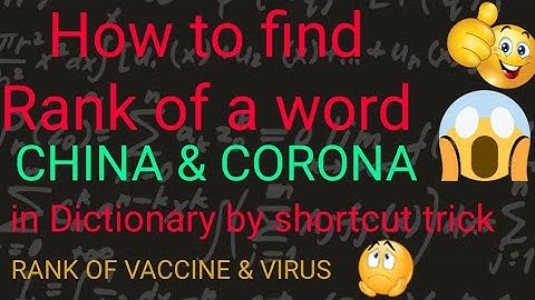 How to find rank of a word in dictionary by shortcut trick method.  (Corona & China)