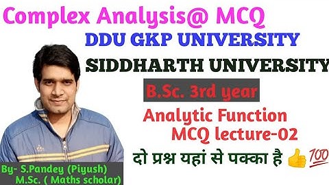 Complex Analysis MCQ | Analytic function MCQ lecture-02 | DDU GKP  | #Complexanalysis #mcq
