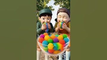 Squid Game AI eating Rainbows fruit edible slime ASMR #asmrRainbow #squidgame #squidgame2 #ai