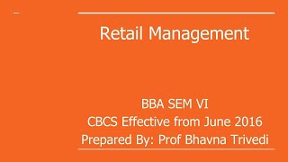 Retail Management BBA Sem 6 Session 9